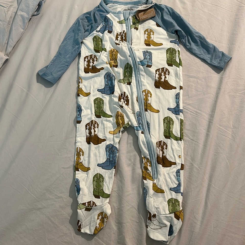 Cowboy Boot Footie Onesie